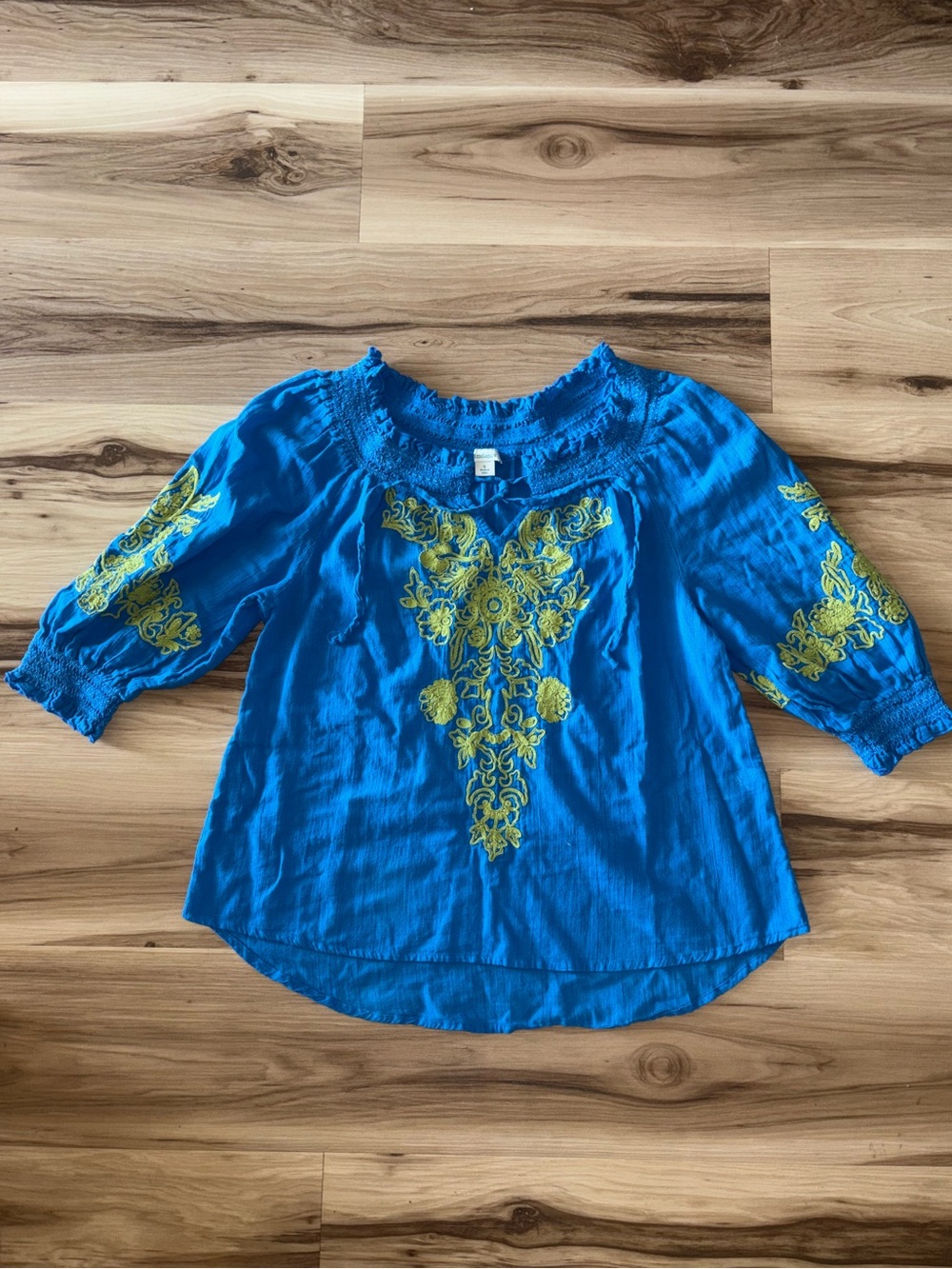 Sundance Blue Tunic with Yellow Embroidery